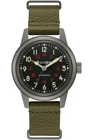 BULOVA Unisex Analog Automatisch Uhr mit Echtes Leder Armband 98A255