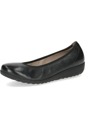 Caprice Damen Ballerinas aus Leder mit Keilabsatz, Schwarz , 37 EU