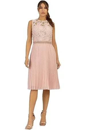 Apart APART Damen Cocktailkleid, Rundhalsausschnitt, Knielanges Partykleid, Semi-transparentes Georgette Brautjungfernkleid, ärmellos, Reguläre Passform, leichtgewicht & bequemes Hochzeitskleid