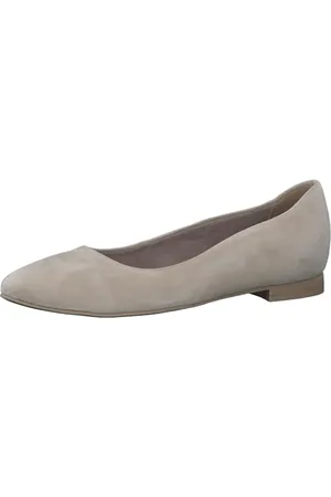 Tamaris Damen Ballerinas Leder Blockabsatz; /beige; 37 EU