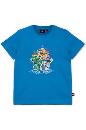 KABOOKI Lego Ninjago T-Shirt für Kinder | Kurzarm | T-Shirt für Jungen | 100% weicher Baumwolle |104 | Mittelblau
