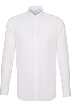 Seidensticker Herren Business Hemd - Shaped Fit - Bügelfrei - Button-Down -Kragen - Langarm - 100% Baumwolle, ( 01), 40 EU