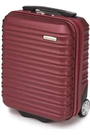 Wittchen Reisekoffer Kleinkoffer Kabinengepäck Handgepäck Rollkoffer Hartschale aus ABS mit 2 Standard-Rollen Reißverschluss Teleskopgriff Groove Line Kleinkoffer XXS kastanienbraun