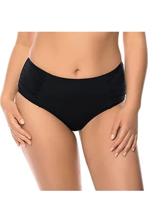 Vivisence 3002 Bikinislips Dame Bademode Musterlos Gerafft Hoher Bund Setteil EU, ,44