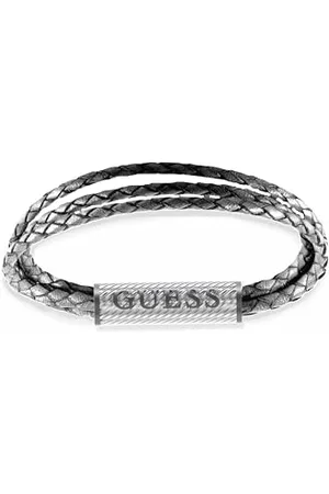 Guess JUMB03033JWSTGR – Modernes Echtlederarmband – Maße: 23 cm – L sGU2433-23, Estándar, Nicht-Edelmetall, Kein Edelstein