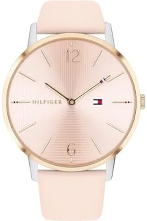 Tommy Hilfiger Damen-Analoguhr mit Quarzwerk - Rosa Lederarmband, Rosa Sonnenstrahl-Zifferblatt, 41mm Gehäuse, 3ATM Wasserbeständigkeit - 1781973