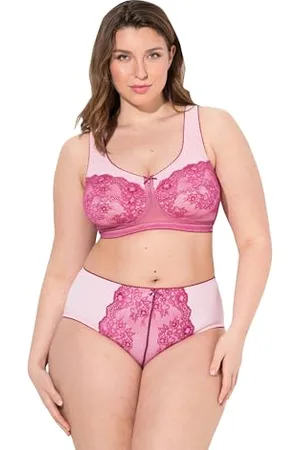 Ulla Popken Damen große Größen Übergrößen Plus Size Entlastungs-BH, Spitze, ohne Bügel, Cup C - D