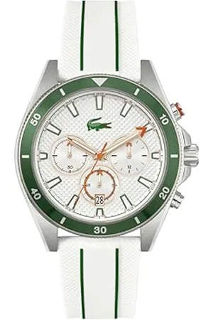 Lacoste Chronograph Quarz Uhr für Herren Kollektion MAINSAIL mit Weisses Silikonarmband - 2011362
