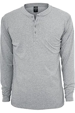 Urban classics Herren Basic Henley L/S Tee Sweatshirt, grey, XS