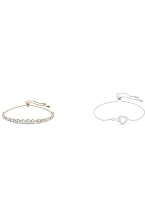 Swarovski Emily Armband, Weiss & Infinity Armband, Unendlichzeichen und Herz, Weiss, Rhodiniert