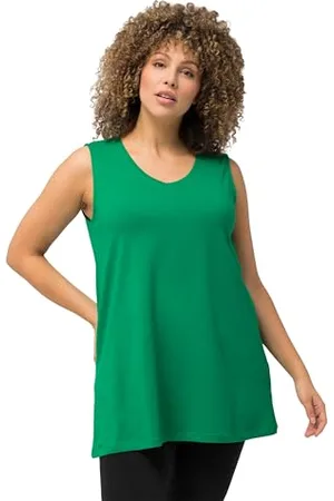 Ulla Popken Damen Top, A-linie, V-ausschnitt, Ärmellos Top, , 58-60 EU
