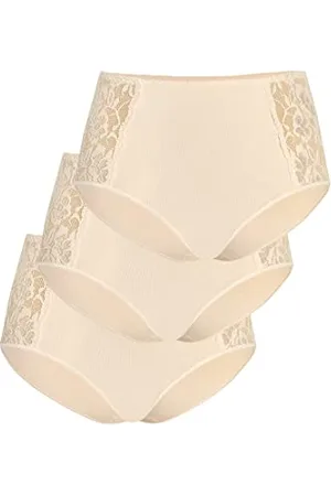 Teyli Slip Damen 3er Pack Baumwolle - Bikinis & Taillenslips für Damen - Slip Baumwolle Frauen- Women Slips mit Spitze Verziert L
