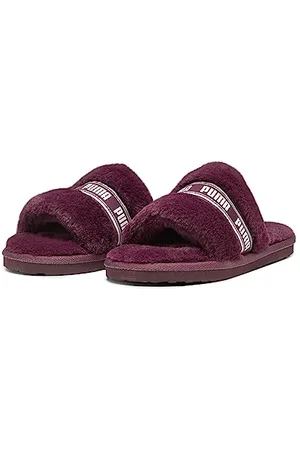 PUMA Damen Fluff Schiebe-Sandalen, Dark Jasper-WARM White, 40.5 EU