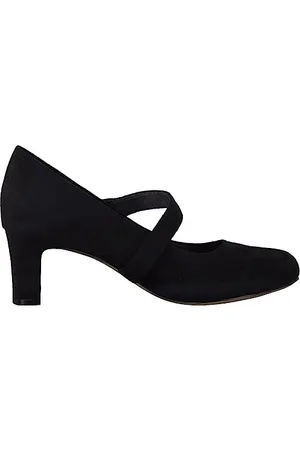 Jana Damen Pumps mit Riemen mit Klettverschluss Vegan, Schwarz (Black), 39 EU