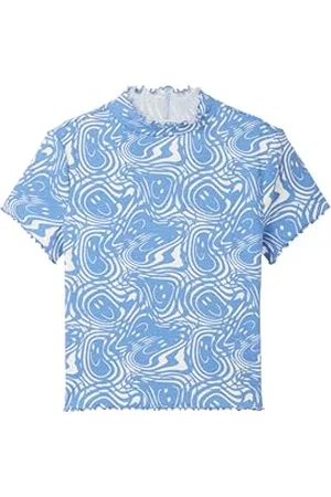 TOM TAILOR Mädchen Kinder Cropped T-Shirt mit Rippstruktur & Muster, , 140