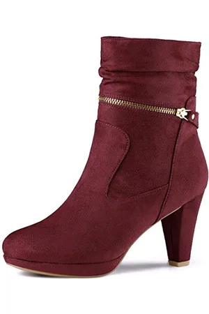 Allegra K Damen Ankle Zip Plateau High Heel Mid Wadenstiefel 39