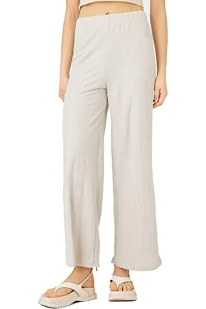 Koton Damen Relax Fit Elastic Waist Wide Leg Trousers Pants, , S EU