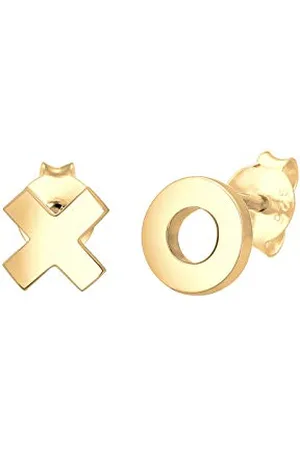 Elli Ohrringe Damen XOXO Wording in 925 Sterling Silber vergoldet