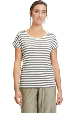 Cartoon Damen Basic Shirt mit Rundhalsausschnitt Khaki/Cream,44