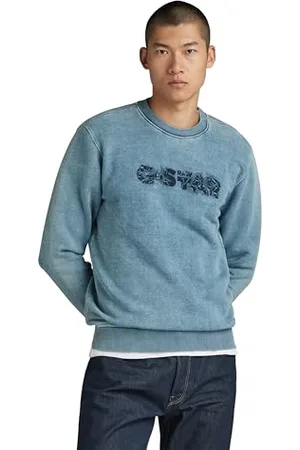 G-Star RAW Herren Indigo Distressed Logo Sweatshirt, , XL