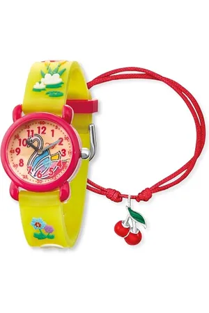 Engelsrufer Herzengel Kinder Uhrenset mit Schwan Motiv - analoge Armbanduhr, robustes Kunststoffgehäuse, weiches Band, 27mm, 3ATM mit passendem Nylonarmband und Stiftemäppchen