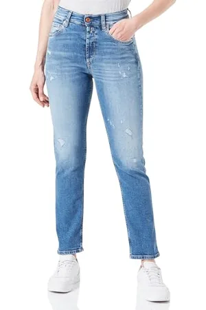 Replay Damen Jeans Maijke Straight-Fit Bio, (Blau), 32W / 28L