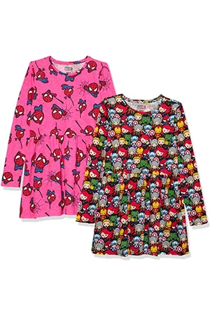 Amazon Disney | Marvel | Star Wars | Frozen | Princess Mädchen Langärmlige Freizeit-Strickkleider (zuvor Spotted Zebra), 2er-Pack, , 9 Jahre