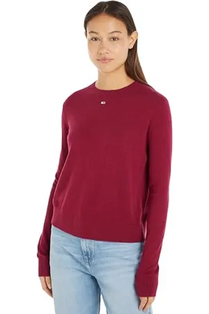 Tommy Hilfiger Damen Sweatshirt Crew Neck ohne Kapuze, Rot (Valley Purple Melange), XS