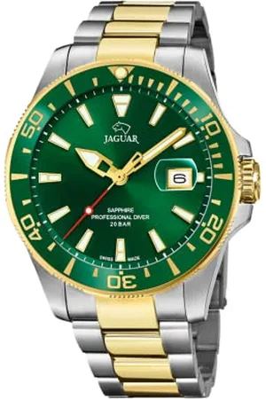 Jaguar J863/B Executive Collection Watch 43.5 mm Green with Two-Tone Steel Strap for Men