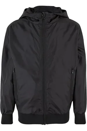 Urban classics Jungen Jacke Boys Windbreaker, Winterjacke für Jungen, Kapuzenjacke, black, 134/140