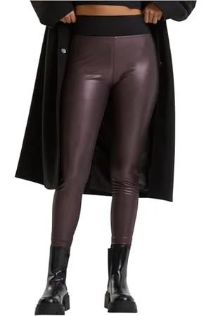 Urban classics Damen High Waist Aus Lederimitat Mit Hoher Taille - Ladies Faux Leather Treggins Leggings, , 5XL EU