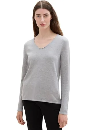 TOM TAILOR Damen Basic Strickpullover mit V-Ausschnitt, , XXXL