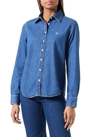 GANT Damen REG Denim Shirt Bluse, , 38