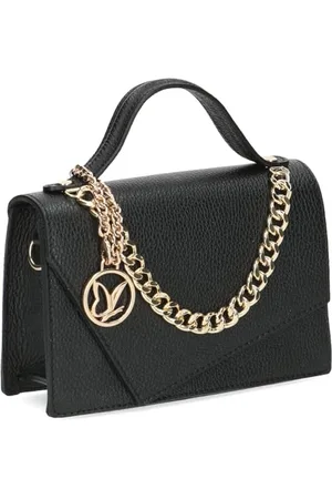 Caprice Damen Henkeltasche aus Leder Klein, Schwarz , 1