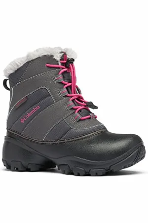 Columbia Rope Tow 3 Waterproof wasserdichte Winterstiefel für Kinder, Grau (Dark Grey x Haute Pink), 25 EU
