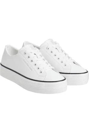 Calvin Klein Damen Vulcanized Sneaker Bold Low aus Leder, Weiß (Bright White/Black), 39