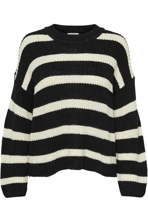 JDY Damen justy L/S Stripe Knt Noos Jumper Pullover, Schwarz, XS EU