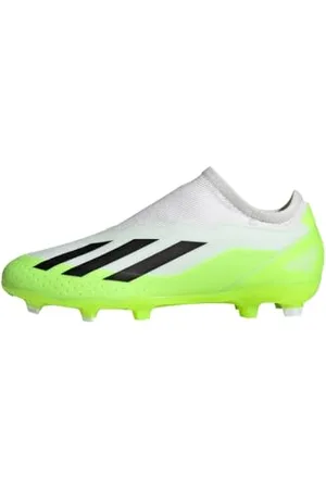 adidas X Crazyfast.3 Laceless Firm Ground Boots Fußballschuhe, Cloud White/Core Black/Lucid Lemon, 28 EU