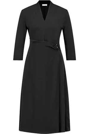 Gerry Weber Damen Elegantes Kleid mit Wickeloptik 3/4 Arm unifarben knieumspielend 36