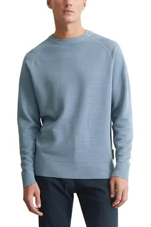 Marc O’ Polo Marc OߴPolo Herren Strickpullover aus Bio-Baumwolle mit Rundhalsausschnitt, Blau (Meltwater), S