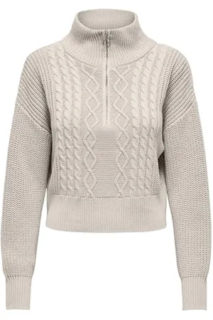 ONLY Damen Strickpullover ONLDoritta Cable Zip High Neck Pulli mit Kragen 15306911 XS