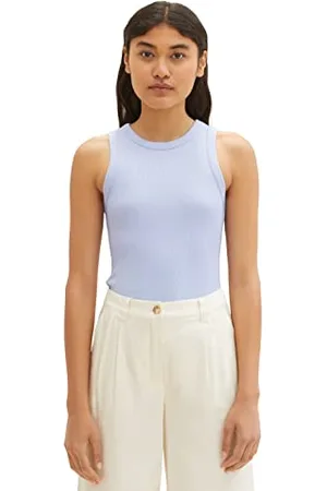TOM TAILOR Damen 1036555 Top in Rippstruktur, 12819-Parisienne Blue, S