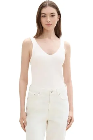 TOM TAILOR Damen Basic Strick-Top mit Struktur, off white, S