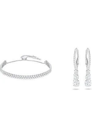 Swarovski Subtle Armband, Weiss, Rhodiniert & Attract Trilogy Ohrringe, Weiss, Rhodiniert