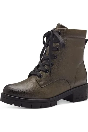 Jana Damen Stiefeletten zum Schnüren mit Reißverschluss Vegan, Grün , 38 EU