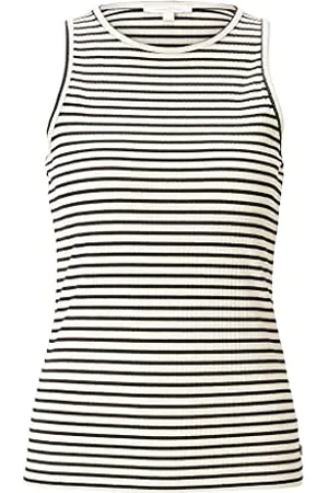 TOM TAILOR Damen 1026031 Slim Fit Top, 26952-Cream Black Stripe, L