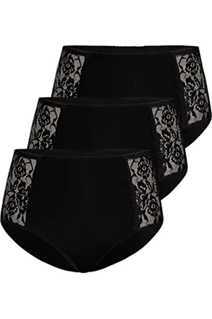 Teyli Slip Damen 3er Pack Baumwolle - Bikinis & Taillenslips für Damen - Slip Baumwolle Frauen- Women Slips mit Spitze Verziert 4XL