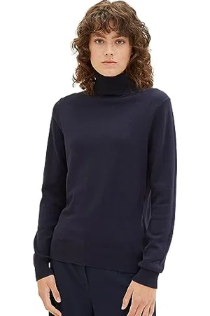 TOM TAILOR Damen 1039821 Basic Pullover mit Rollkragen, 10668-sky Captain Blue, S