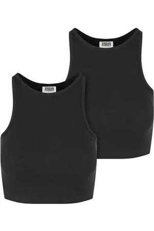 Urban classics Damen Top Ladies Organic Cropped Rib Top 2-Pack, 2er Pack bauchfreies Frauen Top, Bio-Baumwolle, , XXL