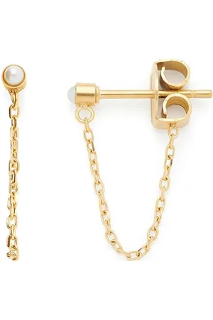 Leonardo Leonardo Jewels Ohrstecker Ciao Elli, 1 Paar Mini-Stecker mit winziger Imitationsperle, Edelstahl Ketten-Ohrringe, goldfarben, Statement Schmuck, 023918
